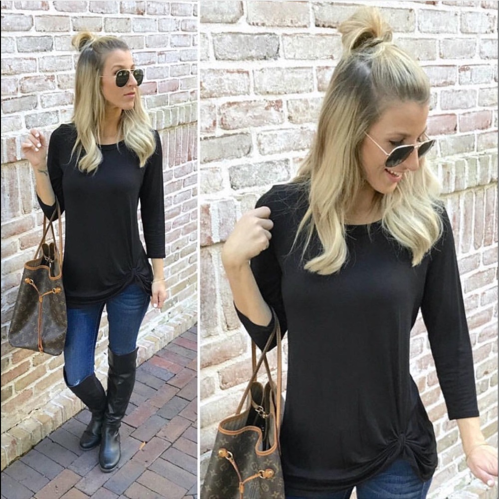 3/4 sleeve solid knot top